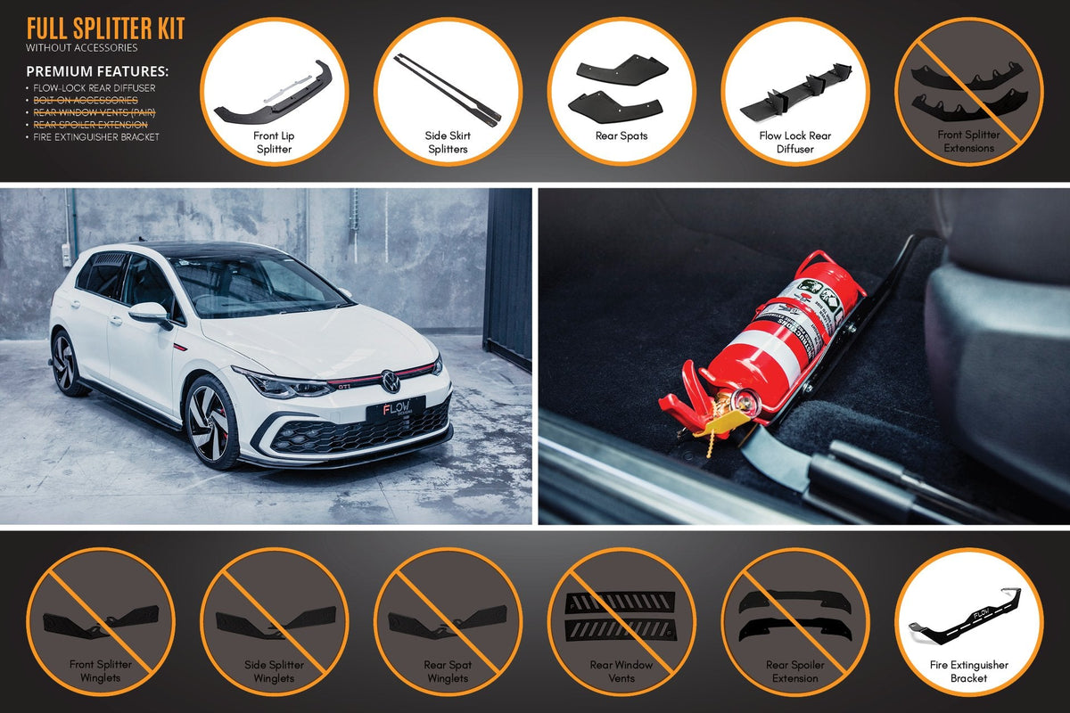 Flow Designs - MK8 Golf GTI Full Lip Splitter Set