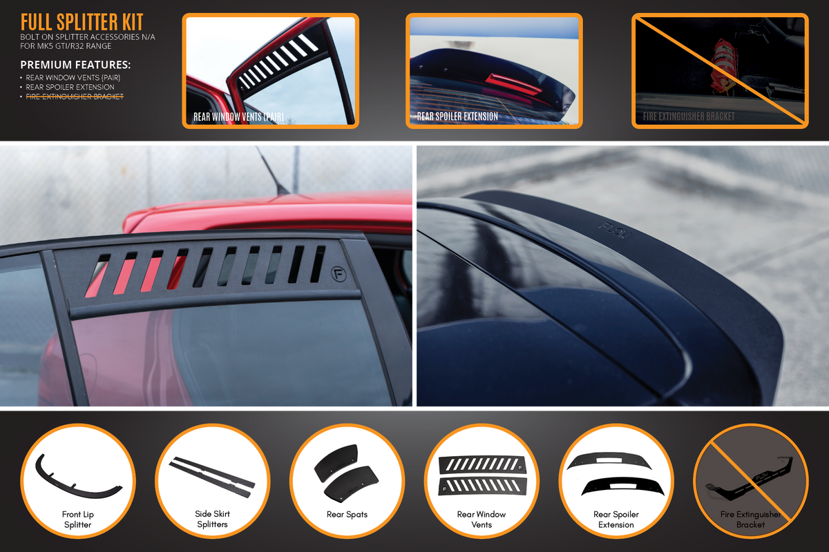 Flow Designs - MK5 Golf GTI Full Lip Splitter Set