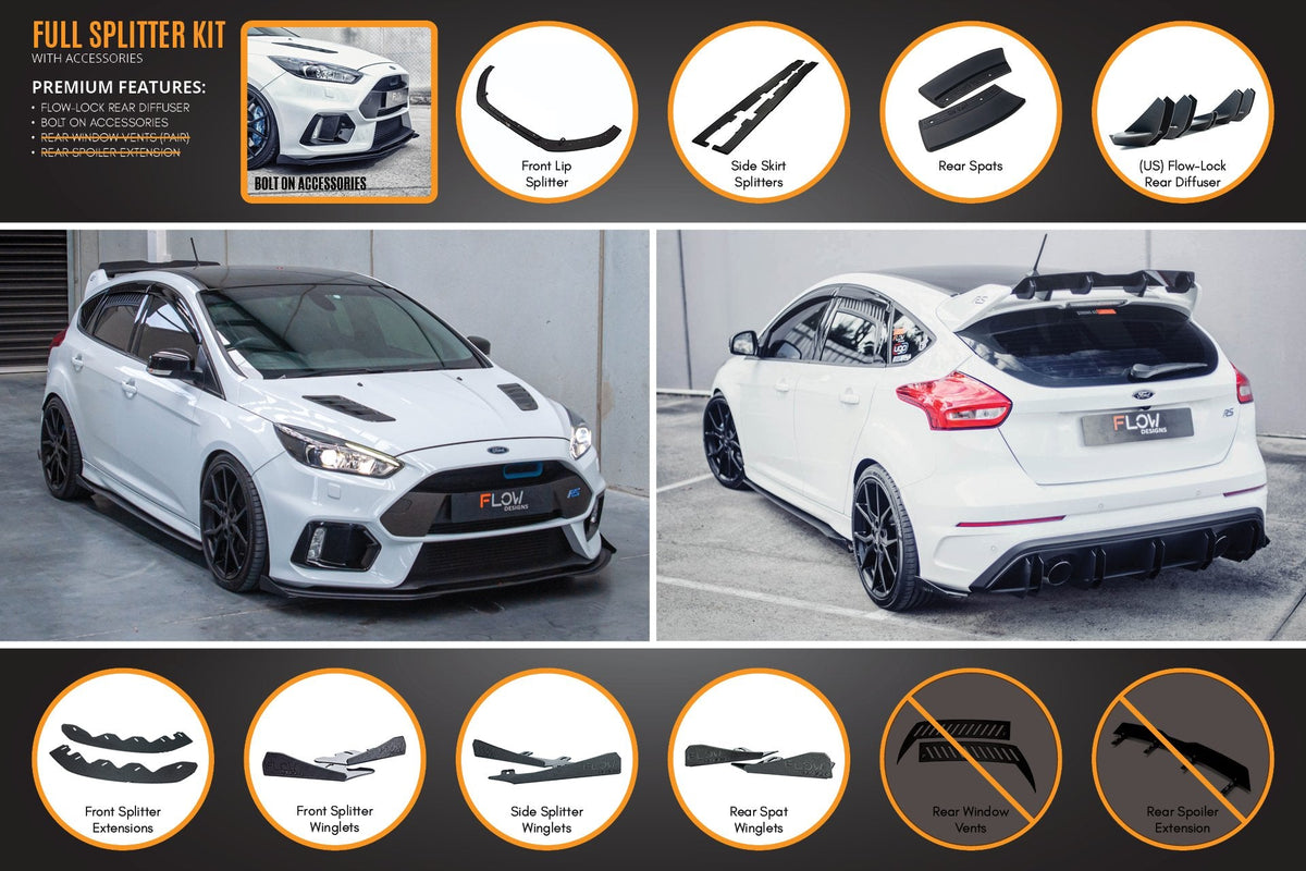 Flow Designs - MK3 Focus RS Full Lip Splitter Set
