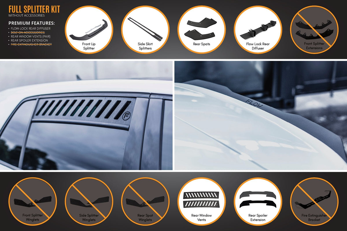 Flow Designs - MK8 Golf GTI Full Lip Splitter Set
