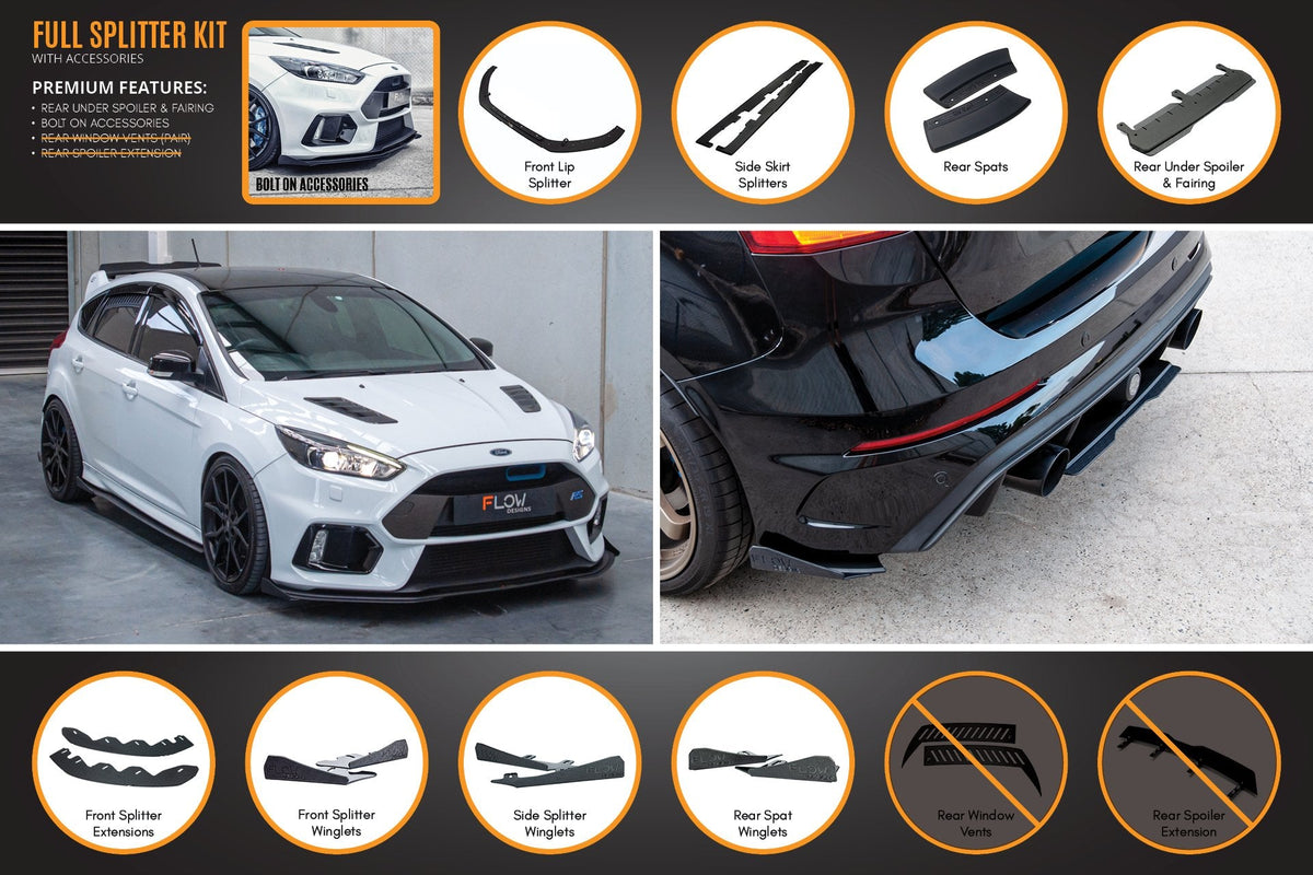 Flow Designs - MK3 Focus RS Full Lip Splitter Set