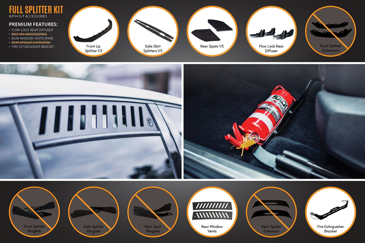 Flow Designs - MK6 Golf R Full Lip Splitter Set