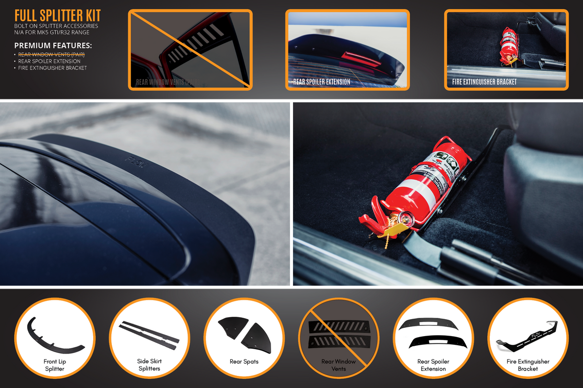 Flow Designs - MK5 Golf R32 Full Lip Splitter Set