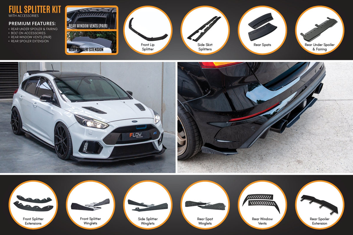Flow Designs - MK3 Focus RS Full Lip Splitter Set