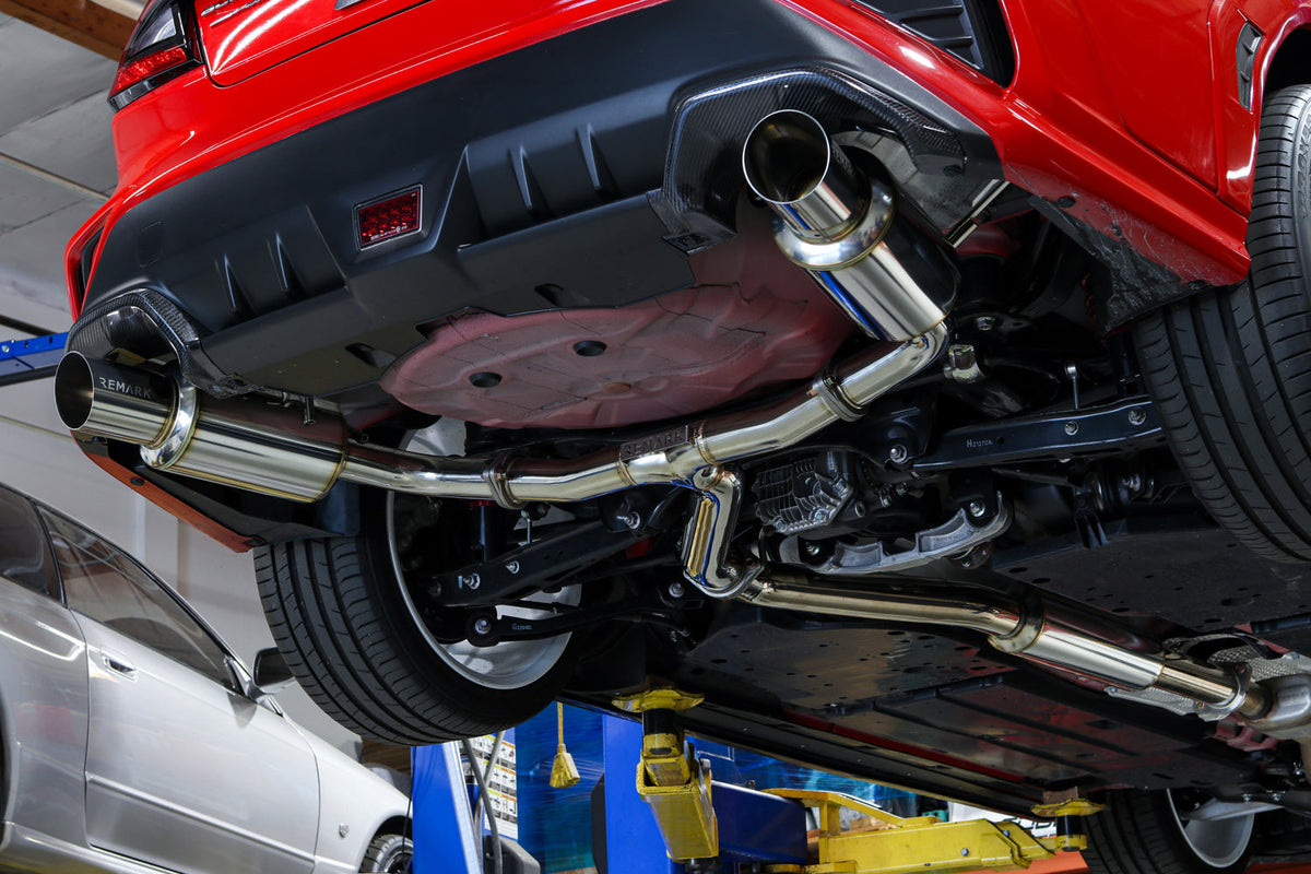 REMARK 2022+ Subaru WRX (VB) Catback Exhaust - Dual R1 Spec Burnt Stainless (Resonated) - RK-C2076S-03TC