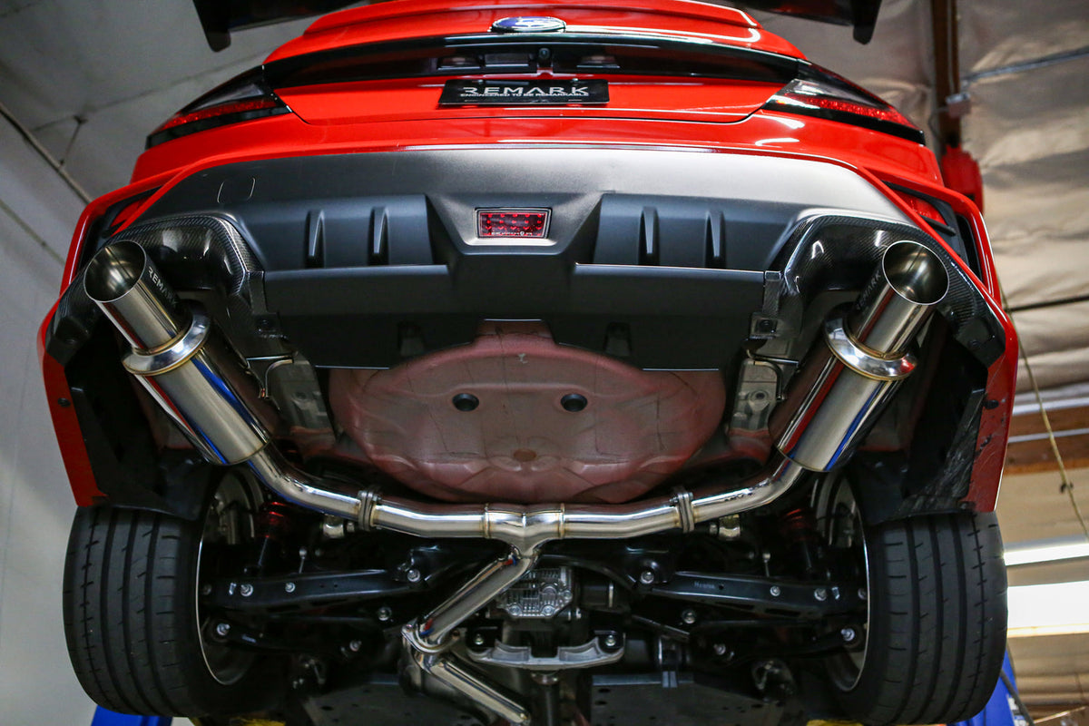 REMARK 2022+ Subaru WRX (VB) Catback Exhaust - Dual R1 Spec Burnt Stainless (Resonated) - RK-C2076S-03TC