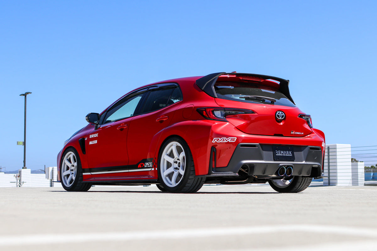 REMARK 24+ Toyota GR Corolla Dual Center Exit w/ Resonator Burnt Stainless Steel Catback Exhaust, - RK-C2076T-05TC