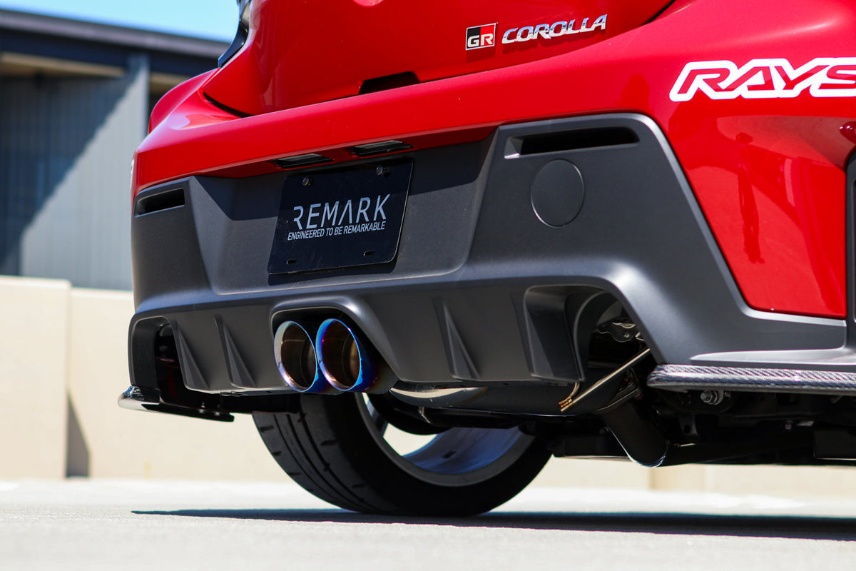 REMARK 24+ Toyota GR Corolla Dual Center Exit w/ Resonator Burnt Stainless Steel Catback Exhaust, - RK-C2076T-05TC