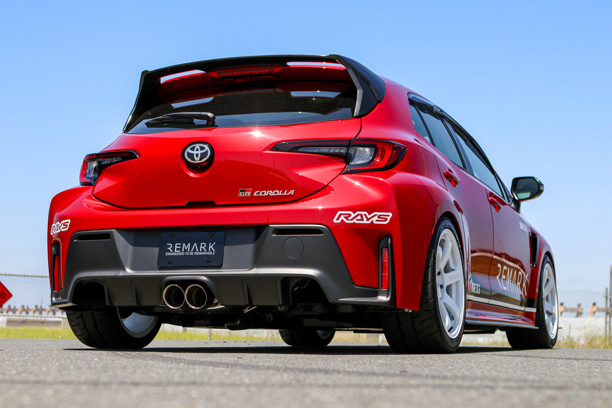 REMARK 23+ Toyota GR Corolla Catback Exhaust - Dual Tips Center Exit (Burnt SS) - RK-C2076T-05T