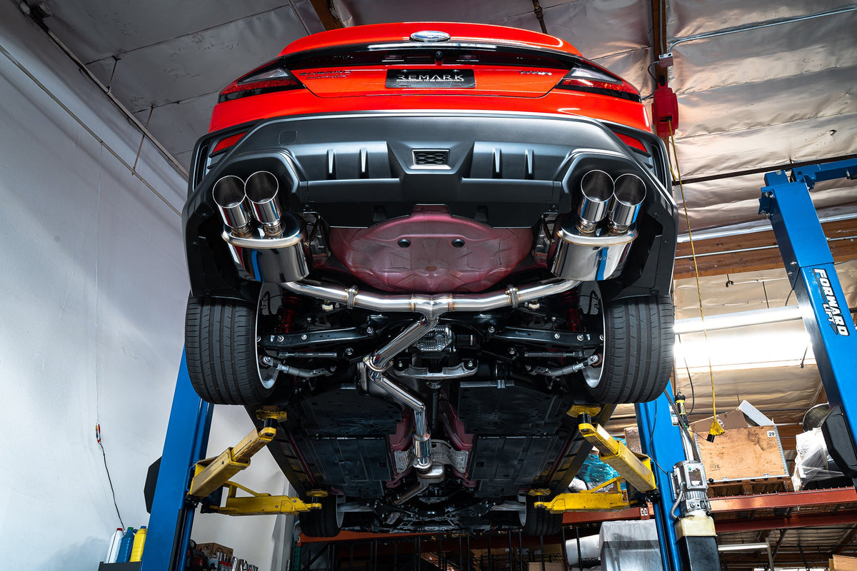 REMARK Catback Exhaust, Subaru WRX VB - Stainless Single 4 Quad Tips (Resonated) - RK-C4076S-02C