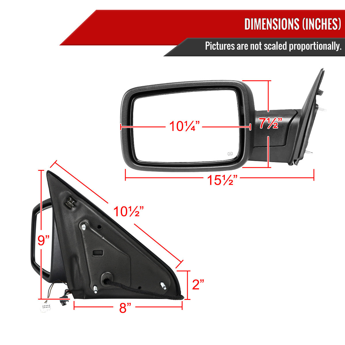 Spec-D Tuning - 2013-2019 Dodge RAM Chrome Power Adjustable, Auto-Fold, & Heated Side Mirror w/ LED Turn Signal & Puddle Light - Driver Side Only - RMV-RAM13CHP-AT-FS-L