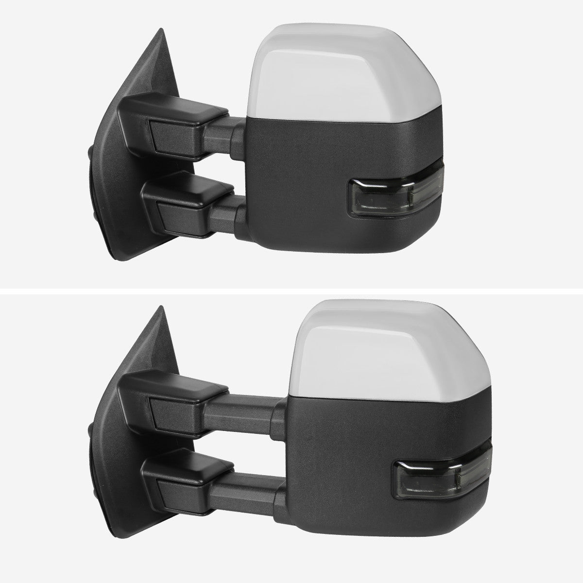 Spec-D Tuning - 2017-2019 Ford F-250/F-350/F-450/F-550 Power Adjustable, Heated, BSM, ATS, & Manual Extendable Towing Mirrors w/ Smoked Lens LED Turn Signal, Clearance, & Auxiliary Lights - RMX-F25017F2GH-P-FS