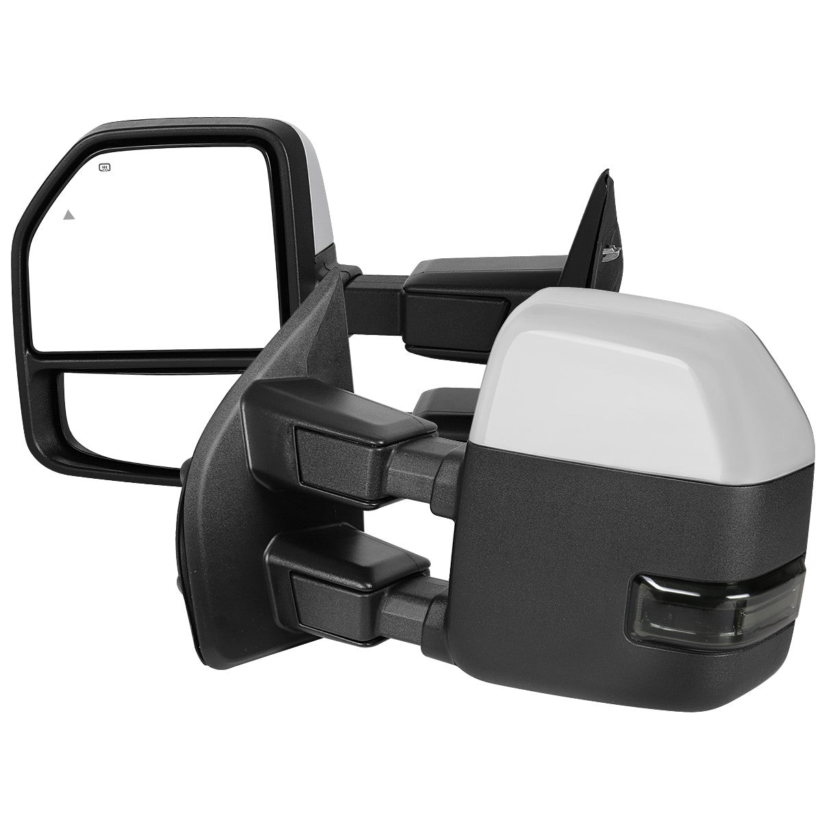 Spec-D Tuning - 2017-2019 Ford F-250/F-350/F-450/F-550 Power Adjustable, Heated, BSM, ATS, & Manual Extendable Towing Mirrors w/ Smoked Lens LED Turn Signal, Clearance, & Auxiliary Lights - RMX-F25017F2GH-P-FS