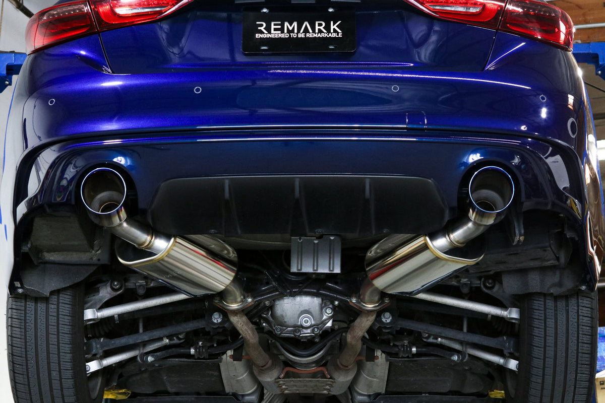 REMARK 14+ Infiniti Q50 Axleback Exhaust w/Mufflers - Burnt Double Wall Tip - RO-TTQ5-DM