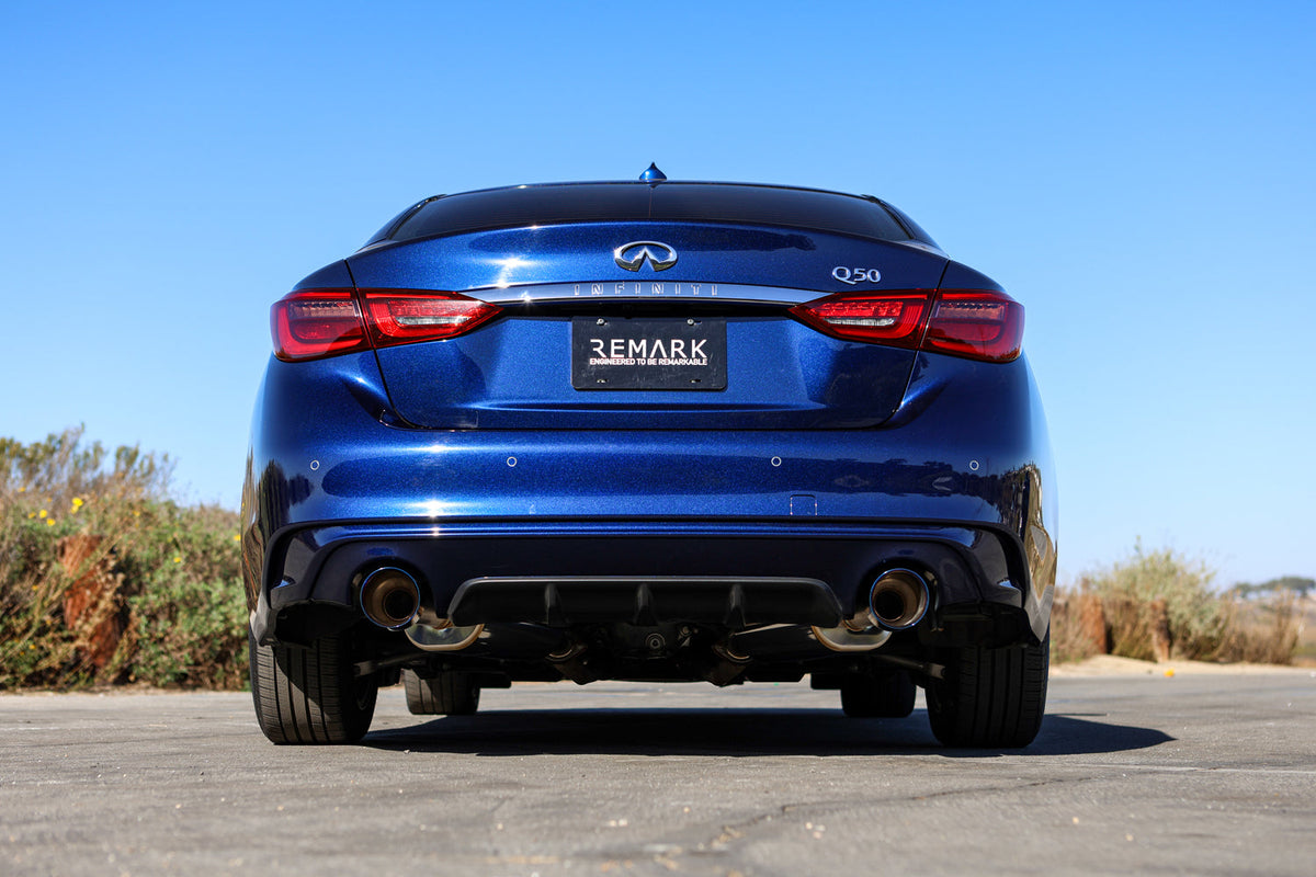REMARK 14+ Infiniti Q50 Axleback Exhaust w/Mufflers - Burnt Double Wall Tip - RO-TTQ5-DM