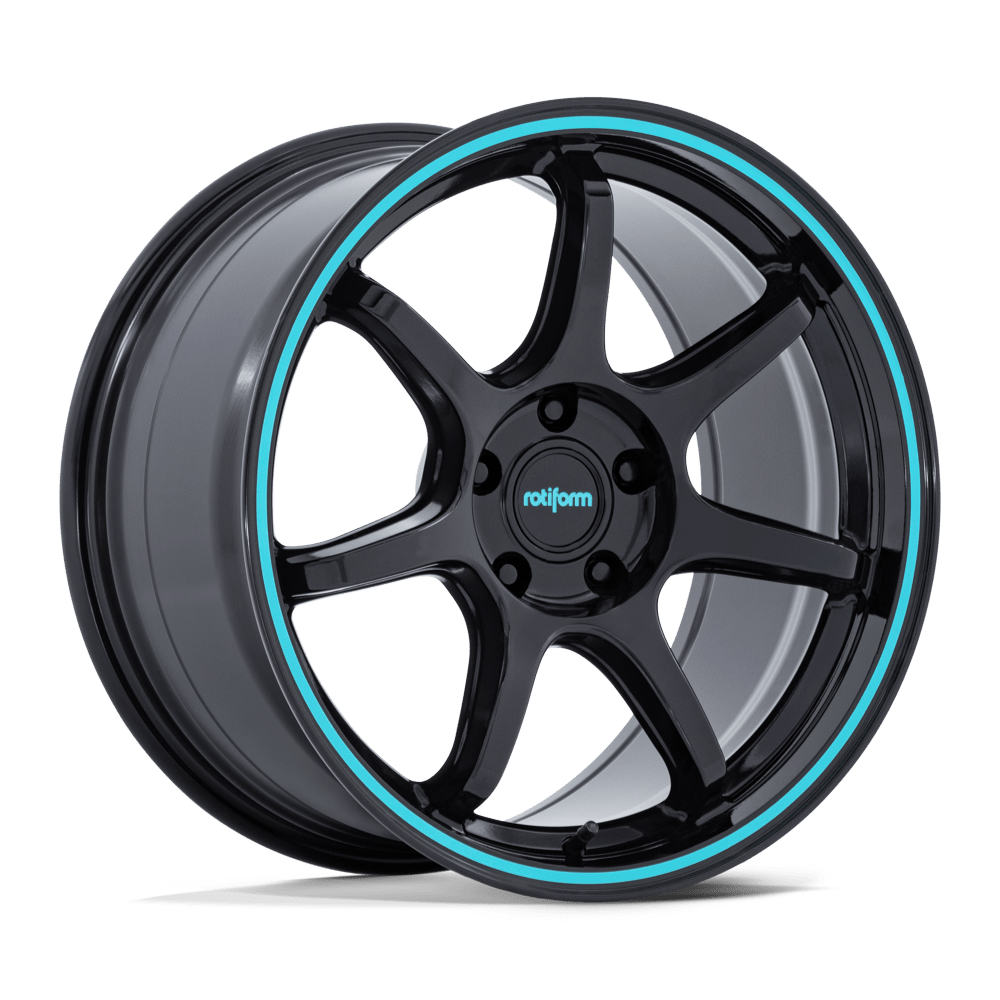 Rotiform Rc208 Bpu 19X8.5 5X100 +35MM Gloss Black W/ Teal Stripe