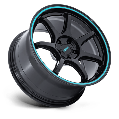 Rotiform Rc208 Bpu 18X8.5 5X114.3 +45MM Gloss Black W/ Teal Stripe