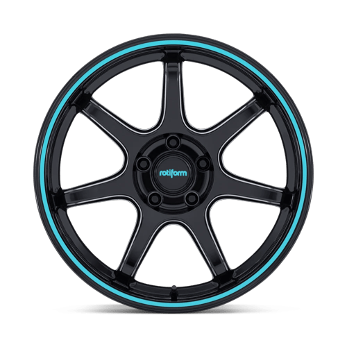Rotiform Rc208 Bpu 19X8.5 5X114.3 +35MM Gloss Black W/ Teal Stripe
