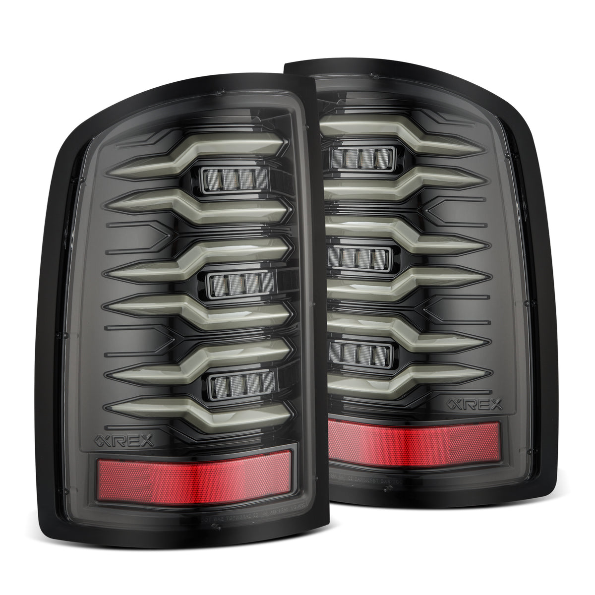 AlphaRex 07-13 GMC Sierra 1500/2500HD/3500HD Luxx Series LED Tail Lights - Alpha Black - 630070