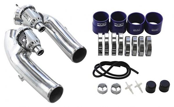 HKS 09-10 GT-R R35 SSQV4 BOV Kit Includes 2 SSQV & Polished Aluminum Pipes - 71008-AN027 for 2009-2024 Nissan GT R - front vi