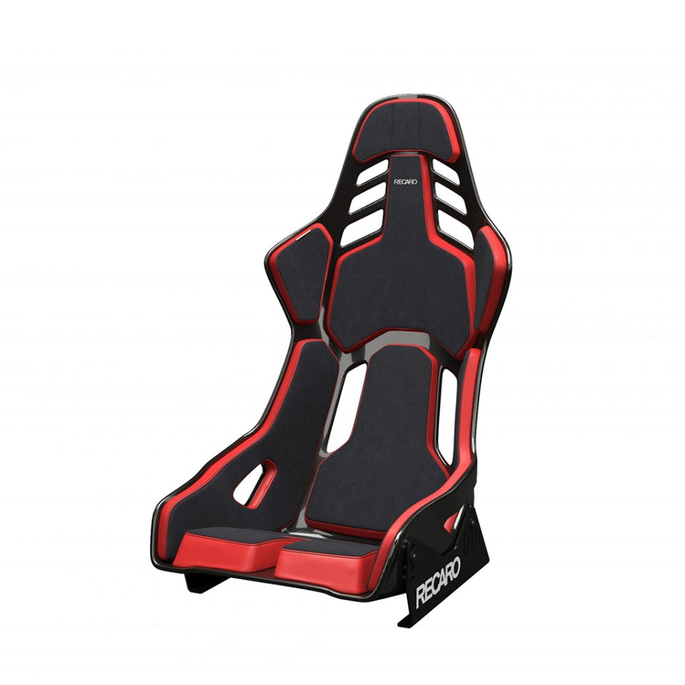 Recaro Podium CFK (CF/Kevlar) FIA/ABE Large/Left Hand Seat - Alcantara Blk/Leather Red - 078.62.1B22-01