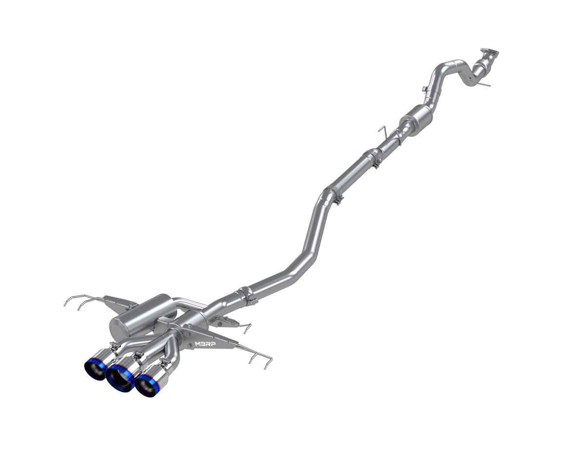 MBRP 17-22 Honda Civic Type R 2.0L T304 SS 3in Cat-Back w/Triple Center Out- Burnt Tips(NO CARBON) - S49013BE