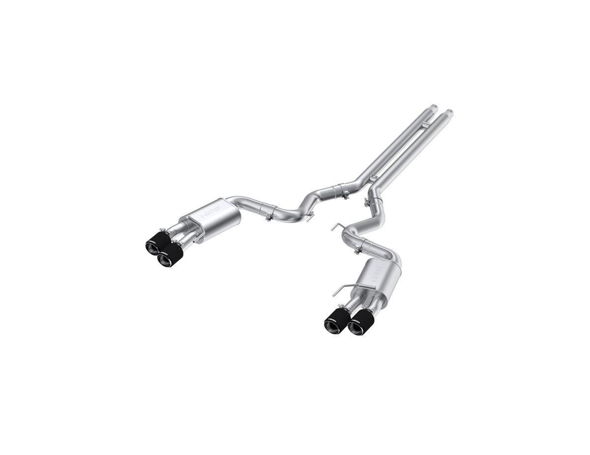 MBRP 18-22 Ford Mustang GT 5L T304 SS 3in Cat-Back Dual Rear w/4in Quad Carbon Fiber Tips (Street) - S72053CF