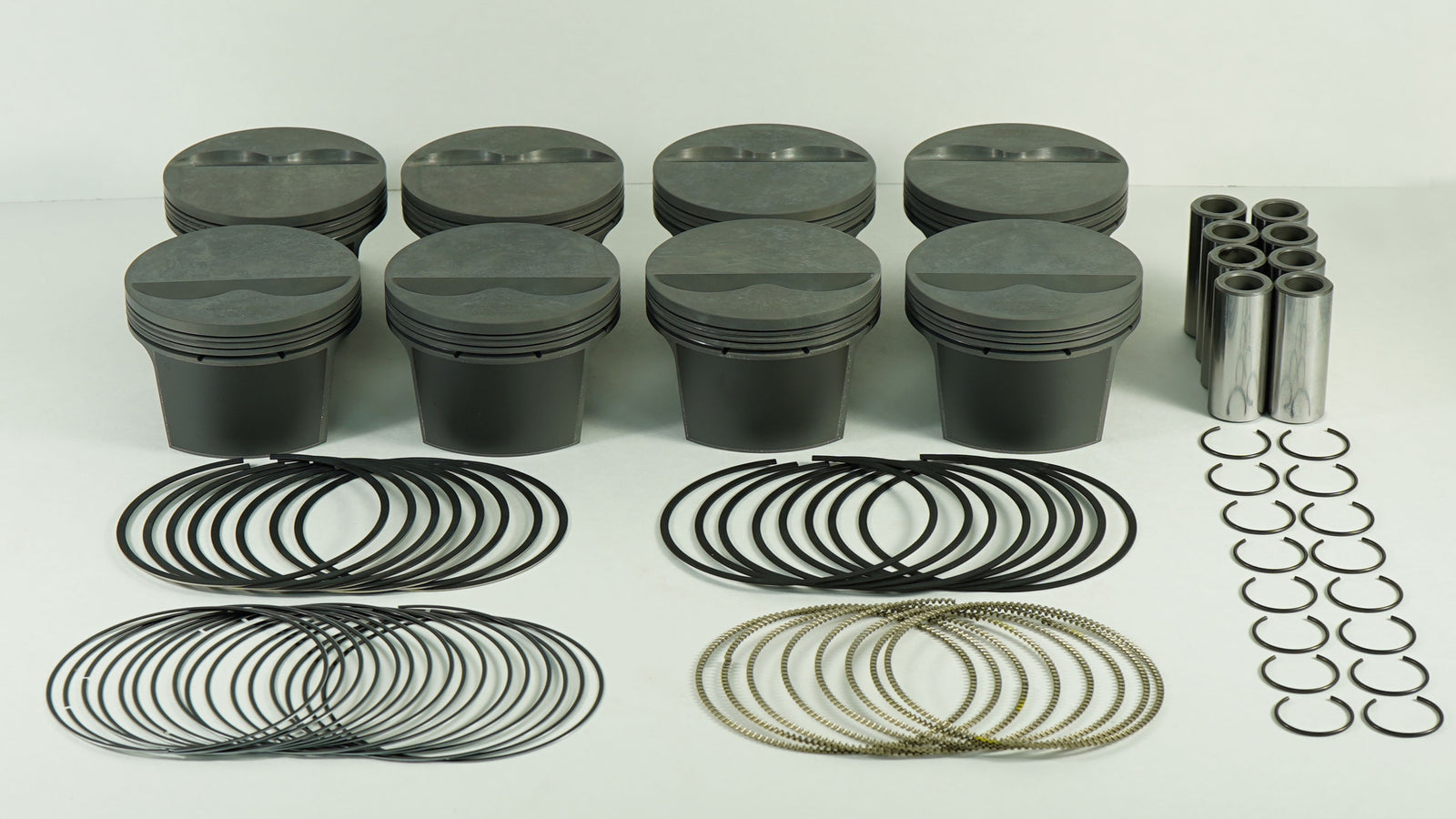 Mahle MS Piston Set SBC 310ci 3.766in Bore 3.480in Stroke 5.7in Rod 0.927 Pin -3cc 9.5 CR Set of 8 - 930204566