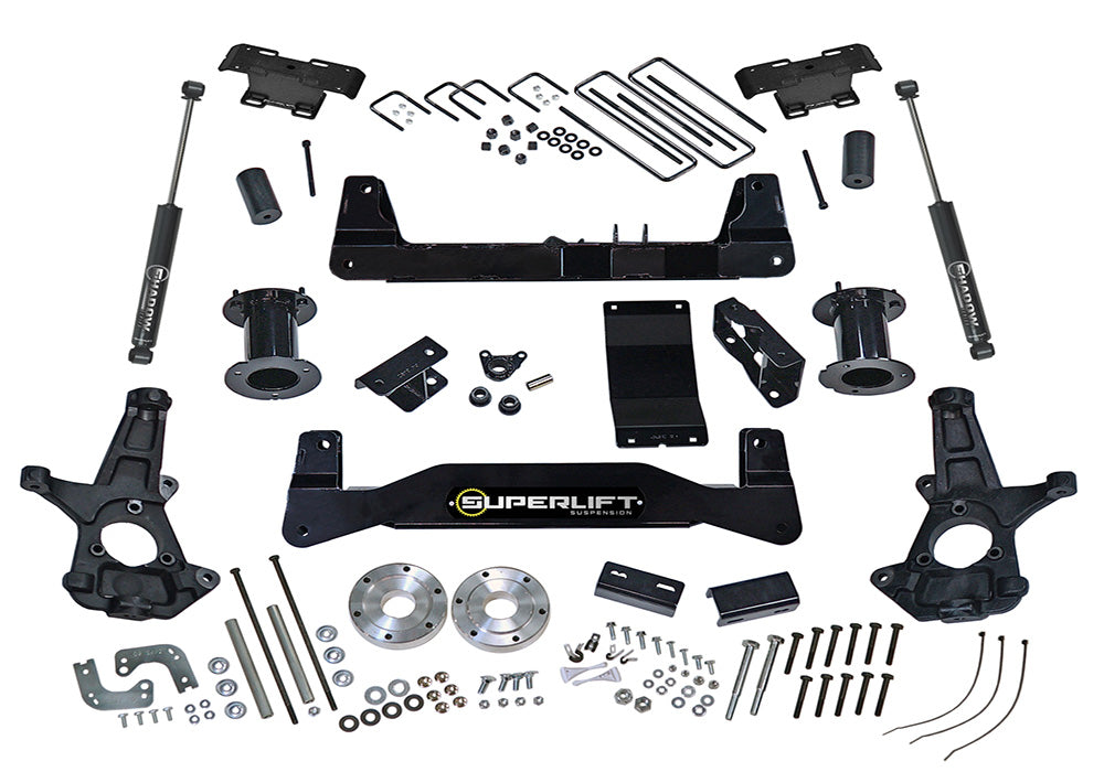 Superlift 07-13 Chevy Silv/GMC Sierra 1500 4WD 6.5in Lift Kit w/ Superlift Rear Shocks - K162 - angle view
