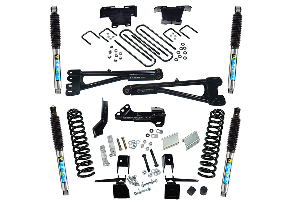 Superlift 17-19 Ford F-250/F-350 SuperDuty 4WD (Diesel) 4in Radius Arm Lift Kit w/ Bilstein Shocks - K165B - front view