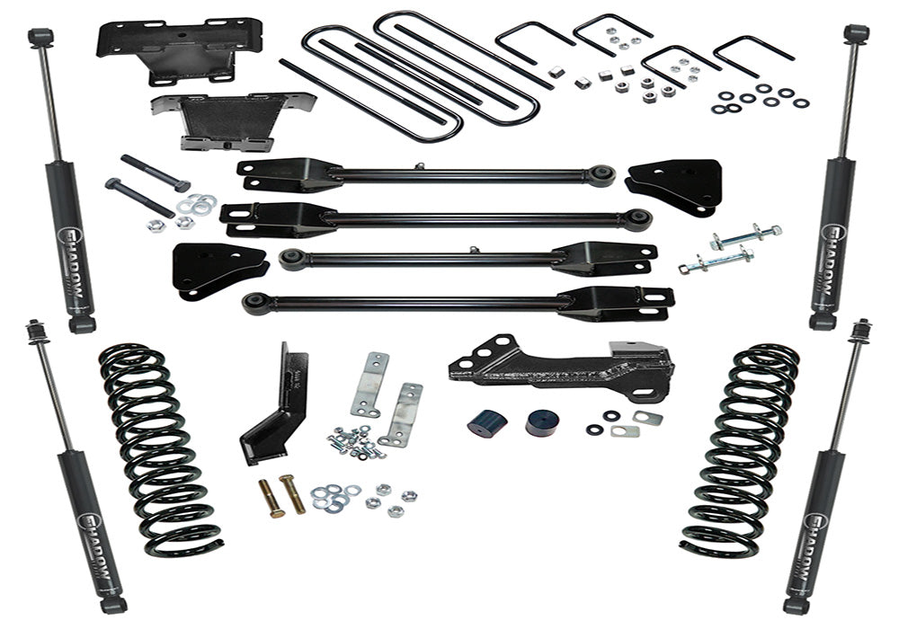 Superlift 17-19 Ford F-250/F-350 SuperDuty 4WD (Diesel) 4in Lift Kit w/4-Link w/ SLF Shocks - K166 - front view