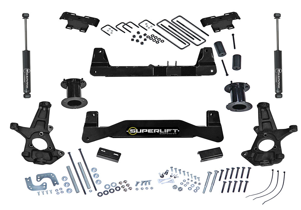 Superlift 07-16 Chevy Silv 1500 2WD 6.5in Lift Kit w/Cast Steel Control Arms & Superlift Rear Shocks - K180 - front view