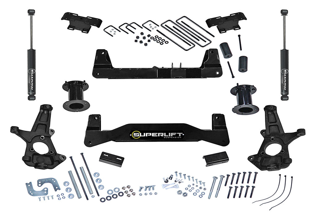 Superlift 14-18 Chevy Silv 1500 2WD 6.5in Lift Kit w/Alum/Stamped Steel Cntrl Arms & SLF Rear Shocks - K181 - front view