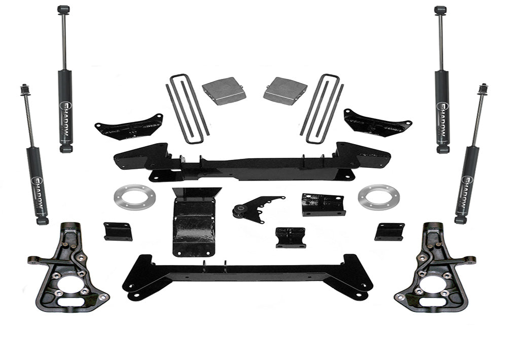 Superlift 99-10 Chevy Silv/GMC Sierra 1500HD/2500LD 4WD 6in Lift Kit - Knuckle Kit w/ SLF Shocks - K861 - front view