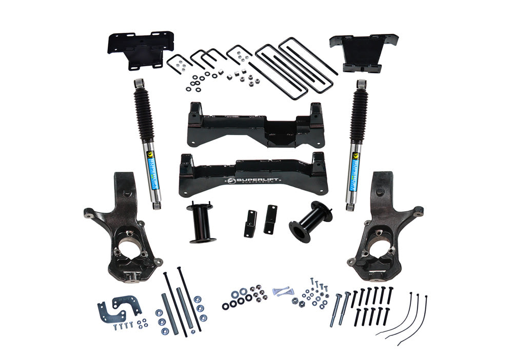 Superlift 07-16 Chevy Silv/GMC Sierra 2WD w/ Cast Steel Control Arms 8in Lift Kit w/ BIL Rear Shocks - K894B - front view