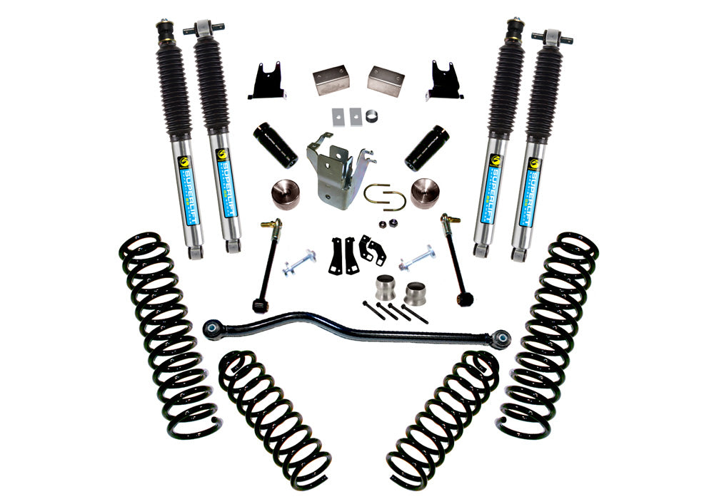 Superlift 07-18 Jeep Wrangler JK Unlimited 4in Lift Kit w/ Bilstein Shocks - K928B - front view