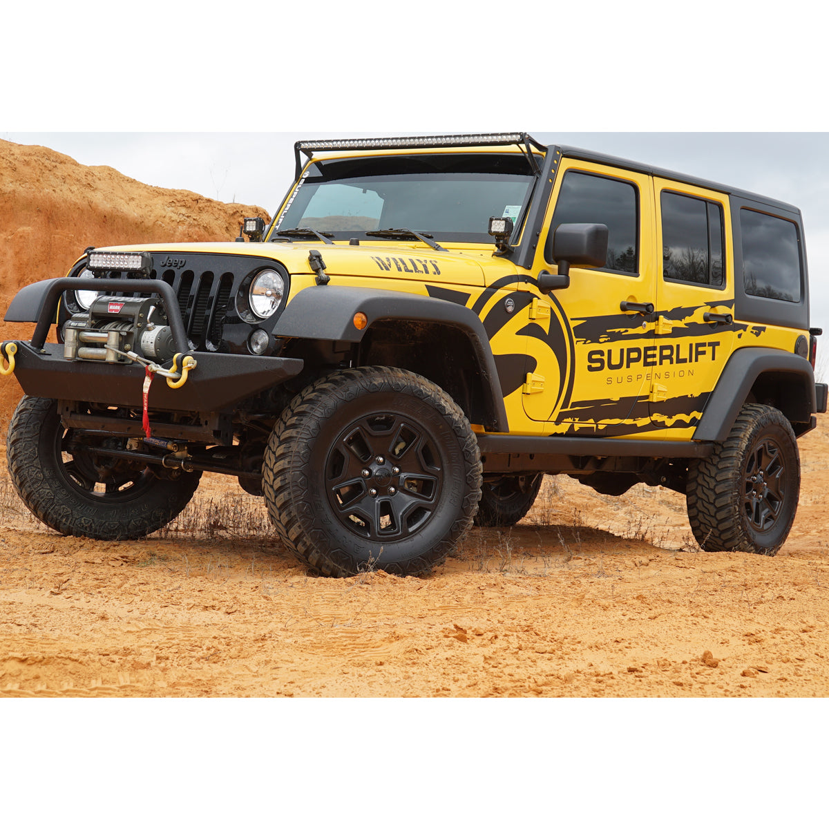 Superlift 07-18 Jeep Wrangler JK Unlimited 4in Lift Kit Standard Kit w/ Superlift Shocks - K941 - mounted