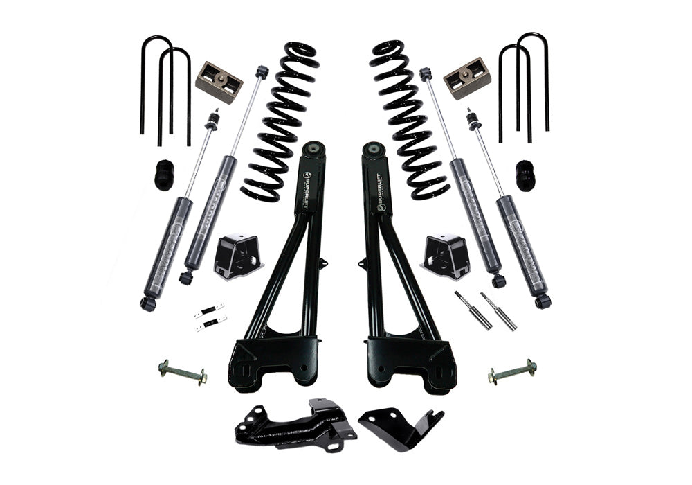 Superlift 05-07 Ford F-250/F-350 SuperDuty 4WD 4in Lift Kit w/ Repl Radius Arms & Bilstein Shocks - K975B - front view