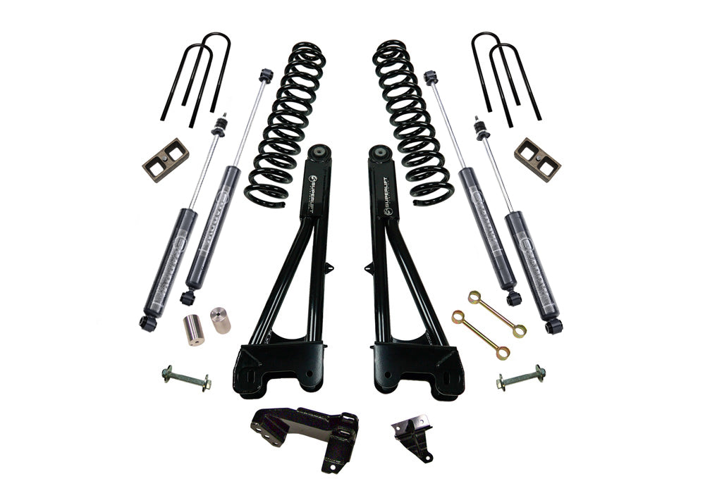 Superlift 08-10 Ford F-250/F-350 SuperDuty 4WD 4in Lift Kit w/ Repl Radius Arms & Bilstein Shocks - K981B - front view