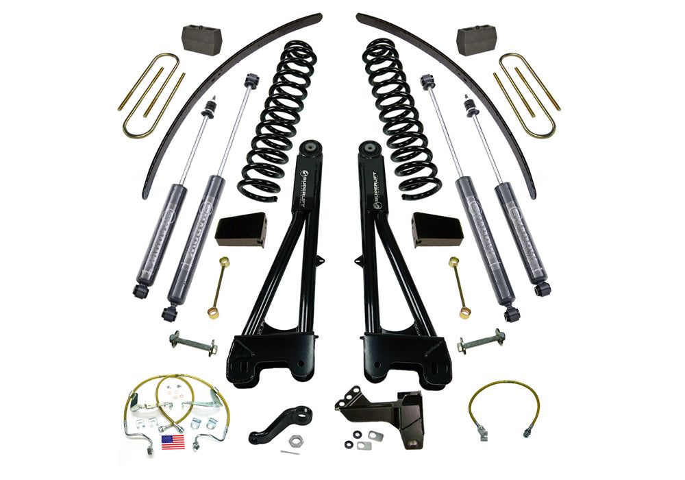 Superlift 08-10 Ford F-250/F-350 SuperDuty 4WD 8in Lift Kit w/ Repl Radius Arms & Bilstein Shocks - K985B - front view