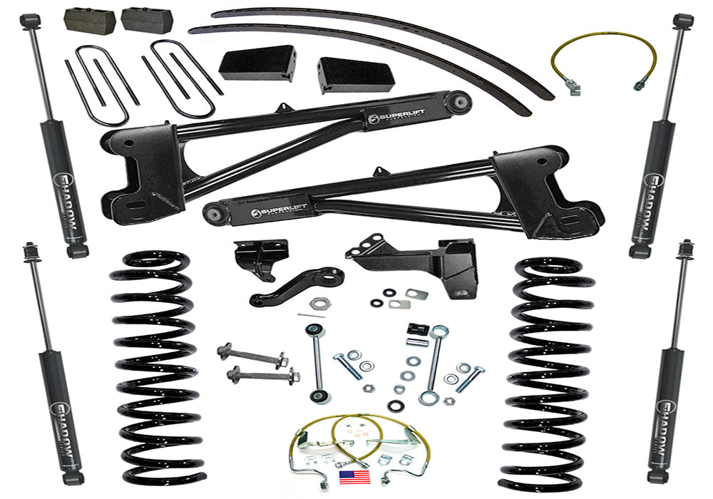 Superlift 08-10 Ford F-250/F-350 SuperDuty 4WD 8in Lift Kit w/ Repl Radius Arms & Superlift Shocks - K985 - front view