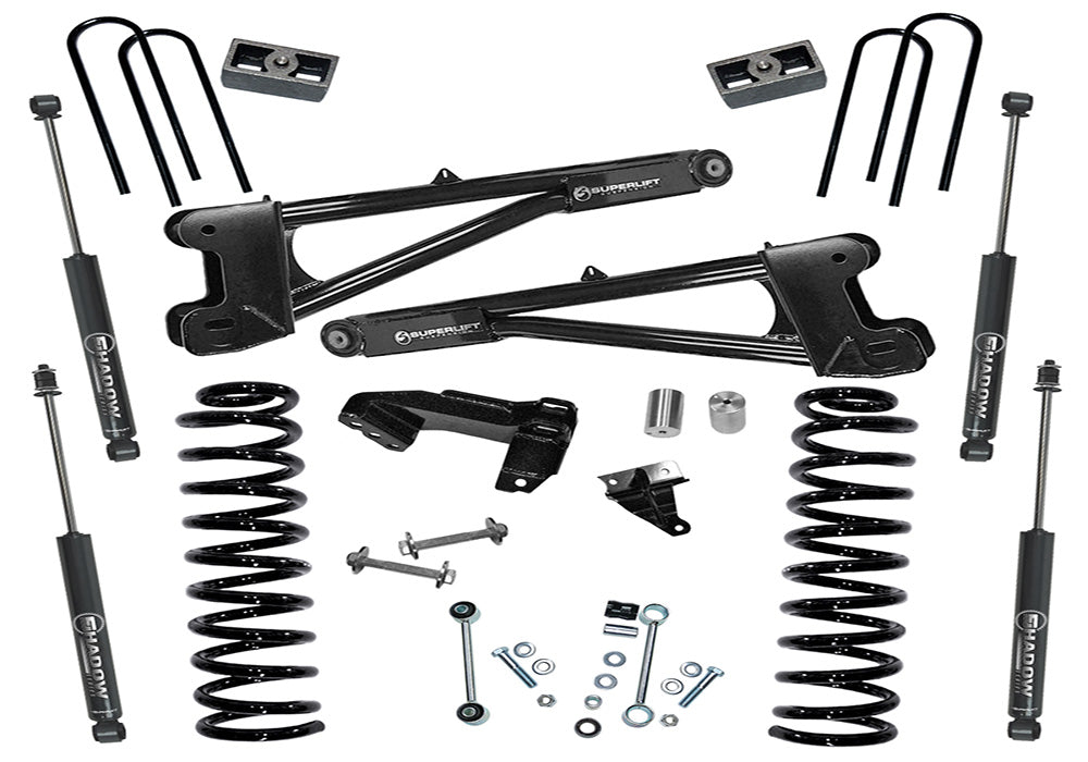 Superlift 11-16 Ford F-250/F-350 SuperDuty 4WD 4in Lift Kit w/ Repl Radius Arms & Superlift Shocks - K987 - front view