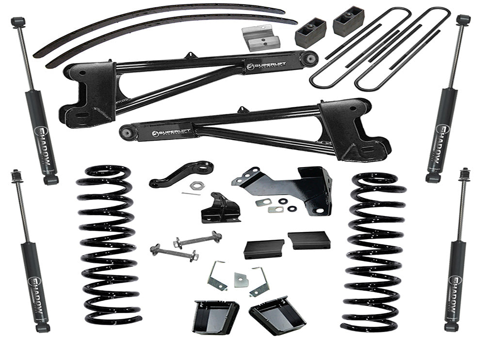 Superlift 11-16 Ford F-250/F-350 SuperDuty 4WD 8in Lift Kit w/ Repl Radius Arms & Superlift Shocks - K991 - front view