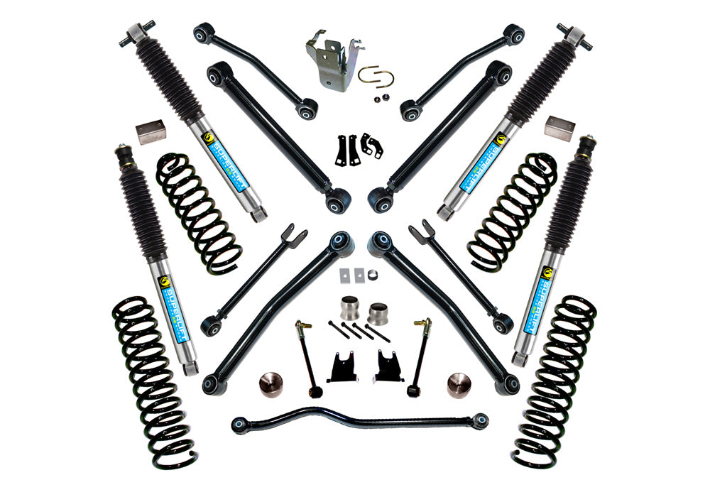 Superlift 07-18 Jeep Wrangler JK 2 Door 4in Lift Kit w/ Reflex Control Arms & Bilstein Shocks - K996B - front view