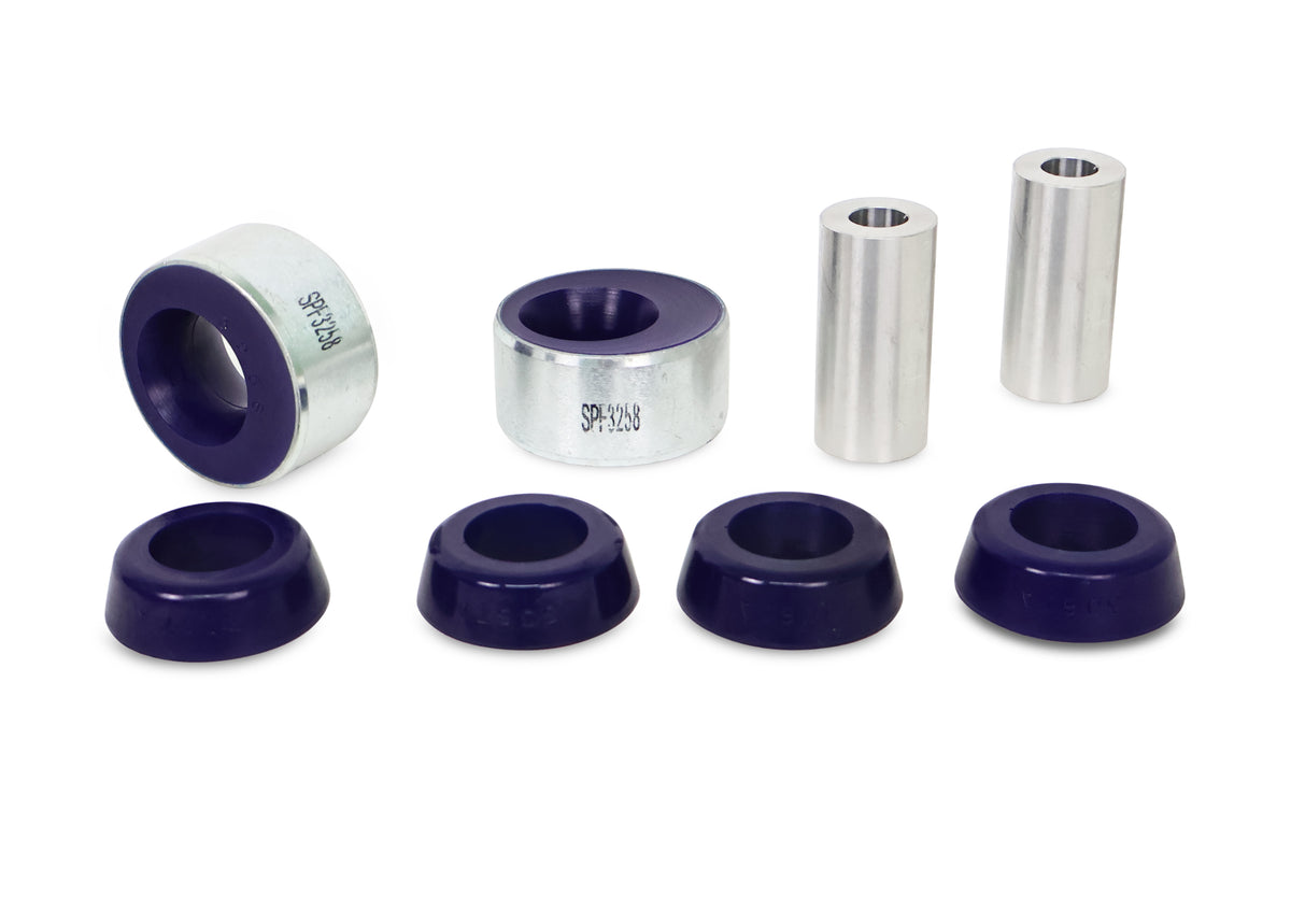 SuperPro - Front Control Arm Lower-Inner Rear Bushing Kit - Double Offset (Stainless Steel Hardware) - SPF3258SSK
