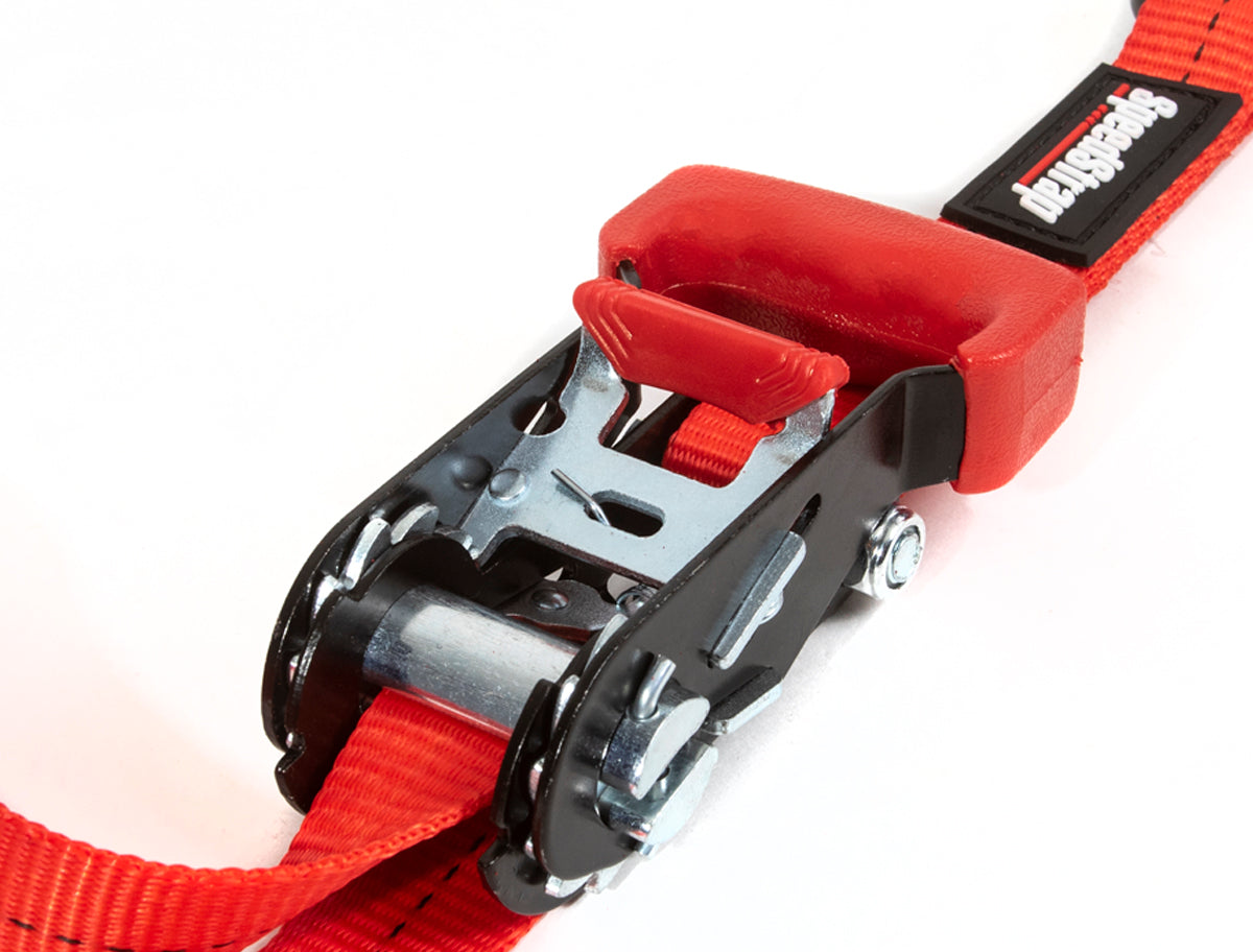 SpeedStrap 1In x 15Ft Ratchet Tie Down w/ Snap FtSFt Hooks (2 Pack) - Red - 11503-2