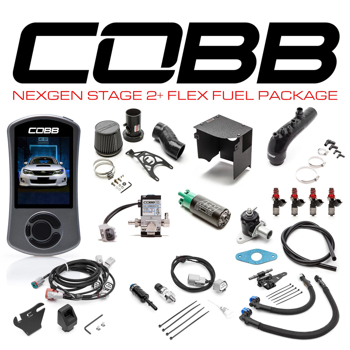 Cobb 11-14 Subaru WRX Stage 2+ NexGen Flex Fuel Power Package - Black - SUB003NG2S2FF-BK