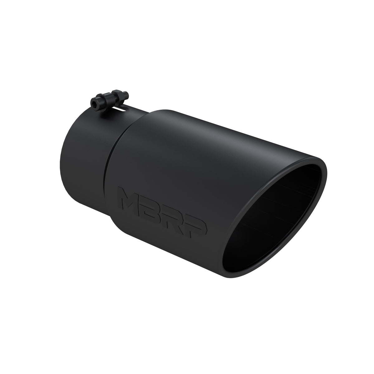 MBRP Universal Tip 6in O.D. Angled Rolled End 5 inlet 12 length - Black Finish - T5075BLK