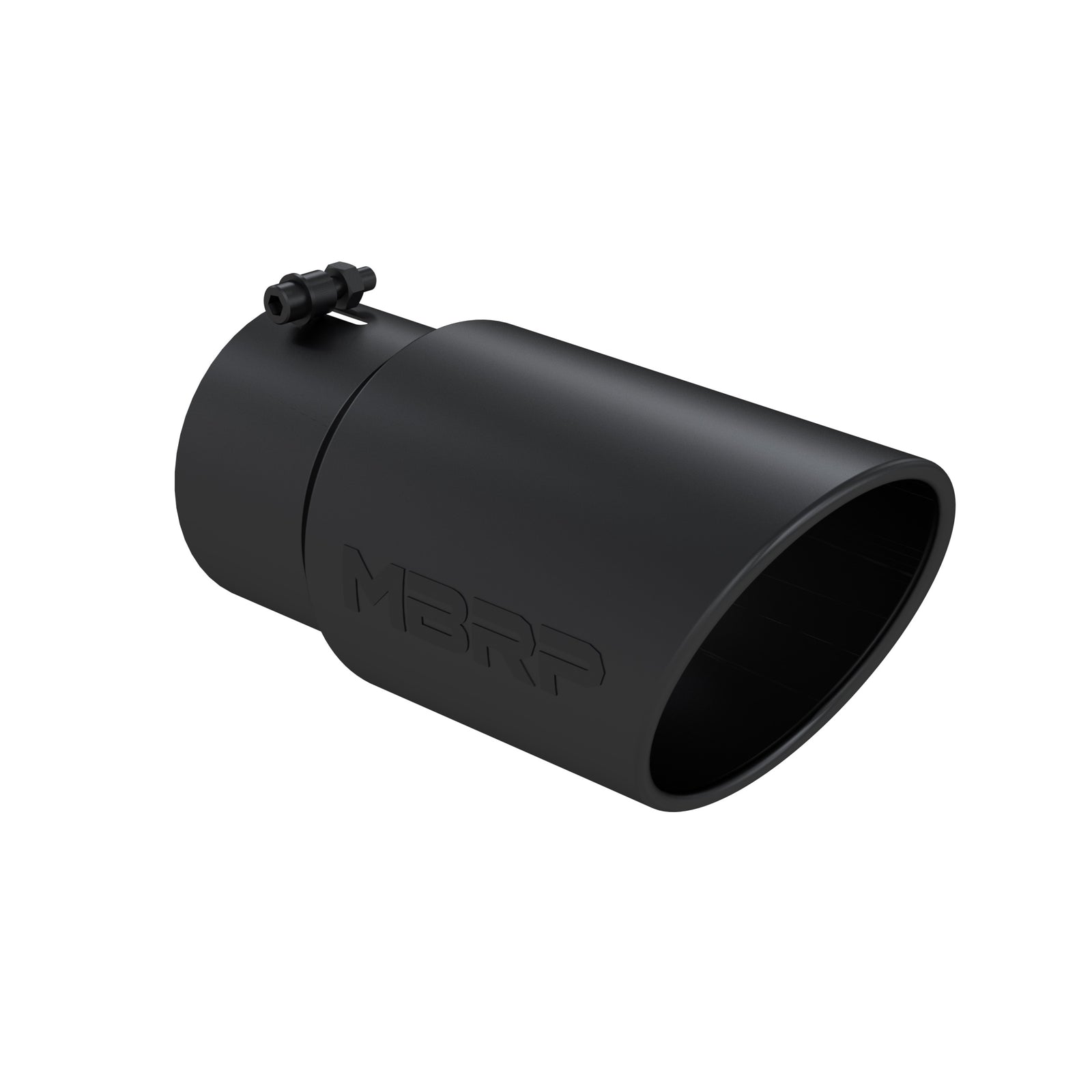 MBRP Universal Tip 6in O.D. Angled Rolled End 5 inlet 12 length - Black Finish - T5075BLK