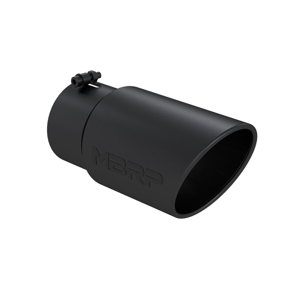 MBRP Universal Tip 6in O.D. Angled Rolled End 5 inlet 12 length - Black Finish - T5075BLK